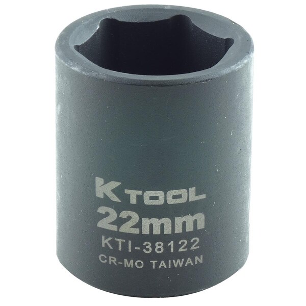 K-Tool International 1/2" Drive Impact Socket black oxide, 6Pnt, 1/2"Dr, 22mm KTI-38122 - main